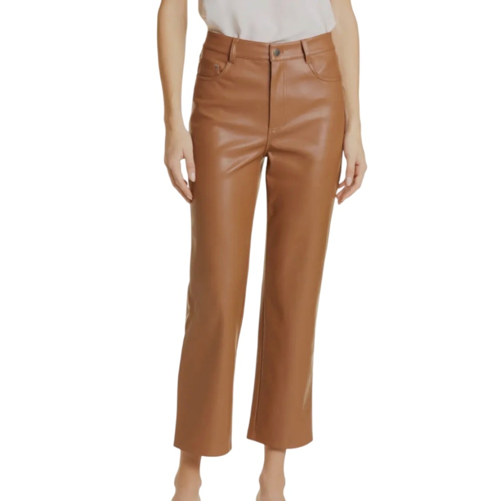 *Cami NYC Womens Hanie Caramel Brown Cropped Bootcut Vegan Leather Pants